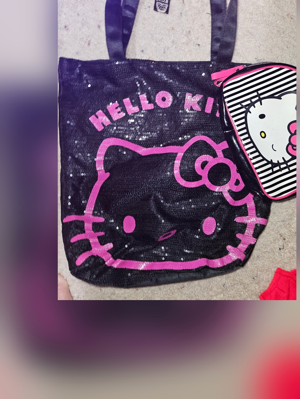 Hello Kitty Sequin Tote And Makeup Bag